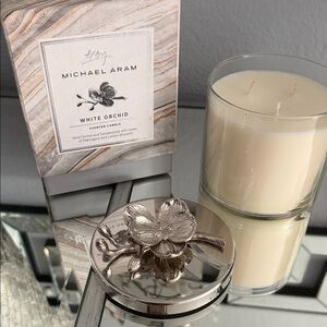 Michael Aram White Orchid Candle with Silver Lid